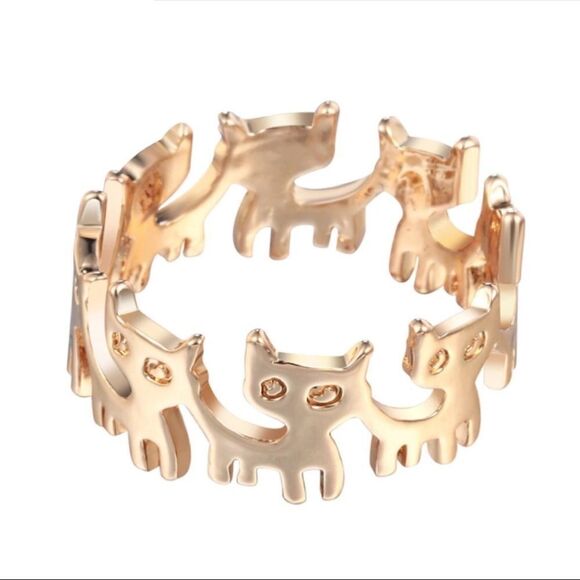 Gold Tone or Silver Tone Cat Band Ring Size 6 - Picture 4 of 8